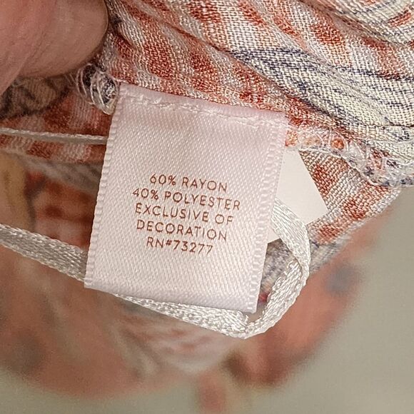 LC Lauren Conrad peach & white gingham square neck top Sz L - Picture 3 of 4
